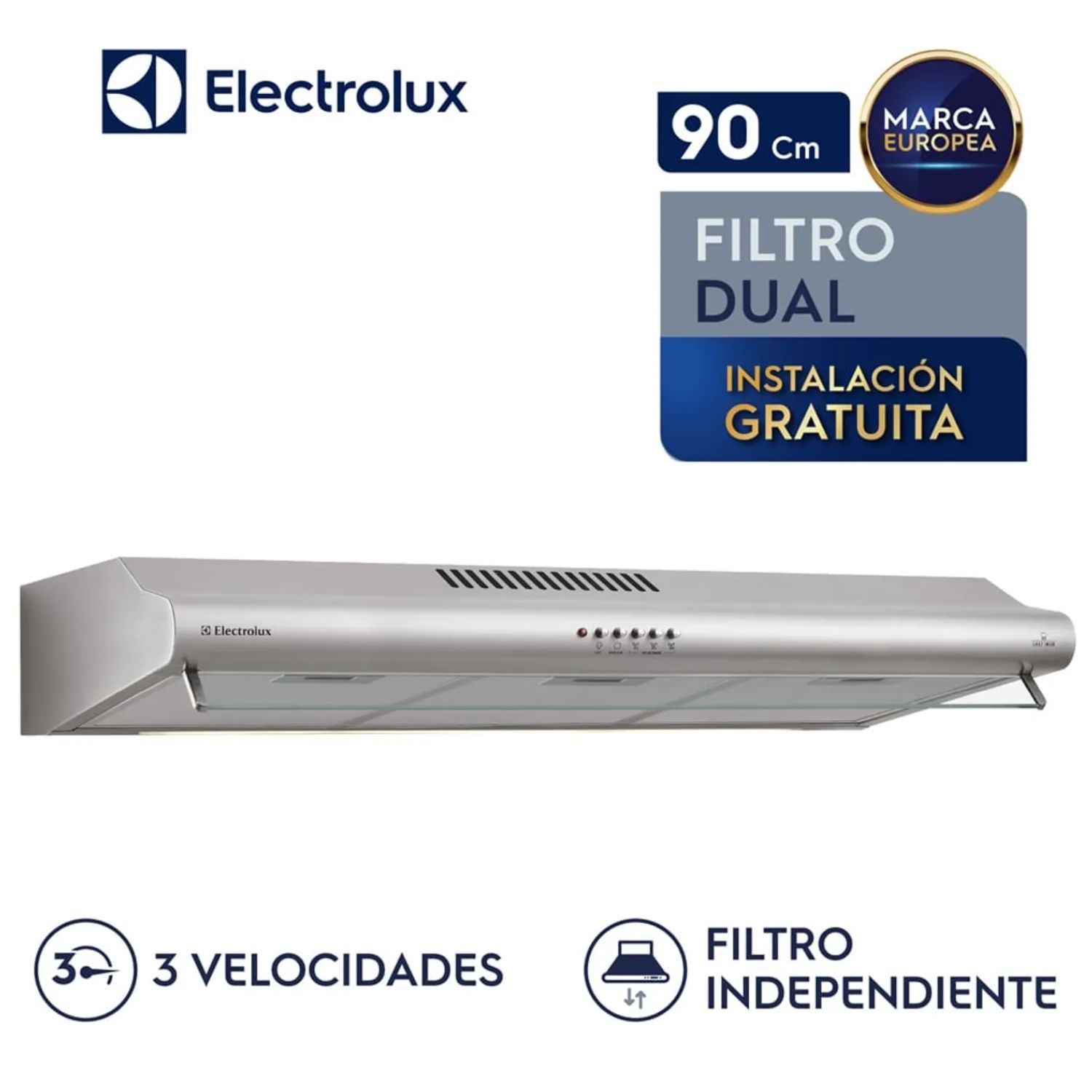 Campana Extractora Electrolux EJSE362TBIS 90cm Acero Inox 3 Velocidades